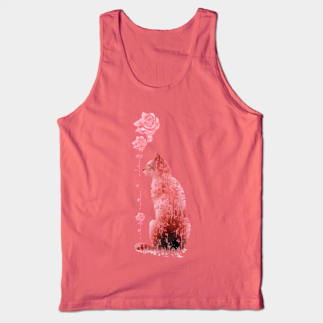 cat sniffs roses Tank Top by Avery Wang